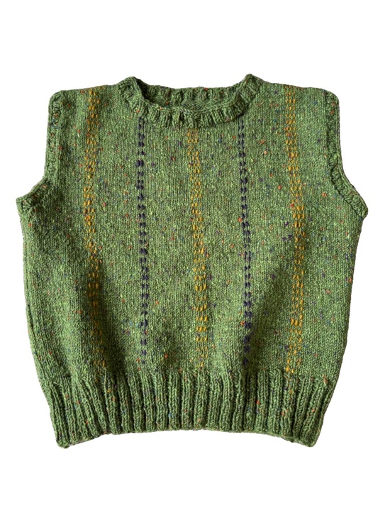 Vintage Sweaters - Handmade Green Knit Sleeveless Sweater Vest